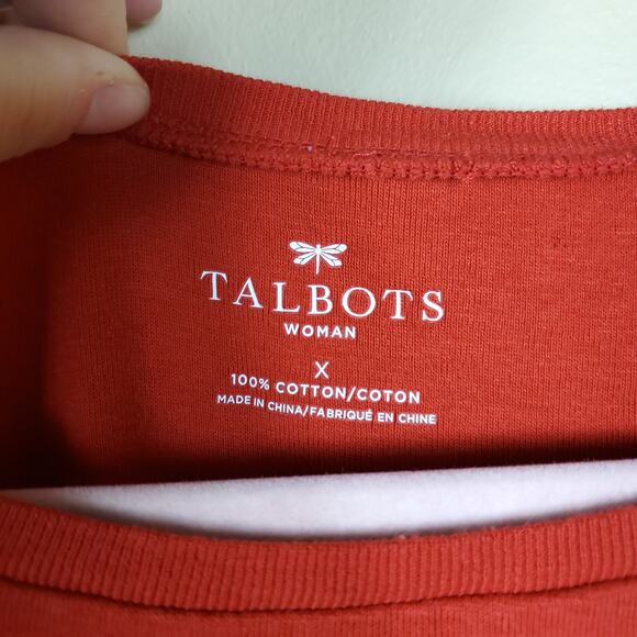 4/$25 Talbots Red Long Sleeve Crewneck Tee Size X - Picture 6 of 7